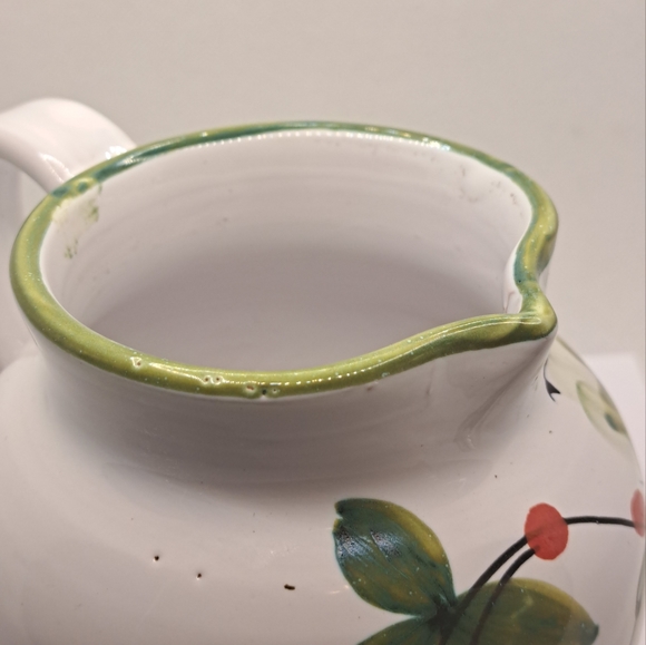 Vintage pitcher Italian pottery fruit jug made in Italy hand painted redware pot - Picture 5 of 6